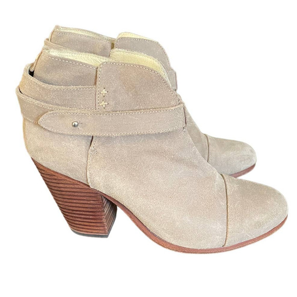Rag & Bone Womens Harrow Suede Ankle Bootie Block Heel Ankle Strap Size 8/39 Tan - Picture 1 of 10